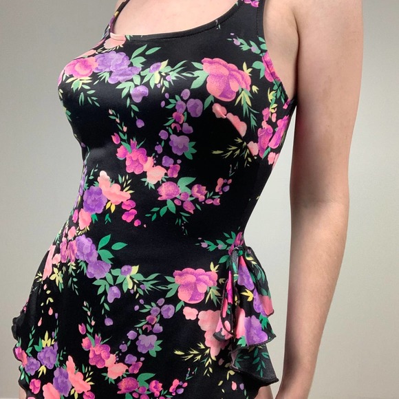 Vintage Maxine of Hollywood Floral Skirt Swimsuit - Picture 2 of 11